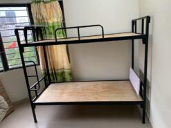 Giường sắt 2 tầng 85cm có bàn học màu đen - GT 27