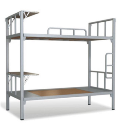 Giường sắt 2 tầng 85cm có bàn học màu ghi - GT 23