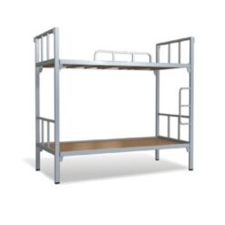 Giường sắt 2 tầng dát gỗ màu ghi 85cm - GT 22