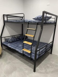 Giường tầng sắt hộp 40 màu đen rộng 1m2 - GT 41