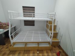 Giường sắt tầng cầu thang hộp và ngăn kéo 1m6/1m2 - GT 83