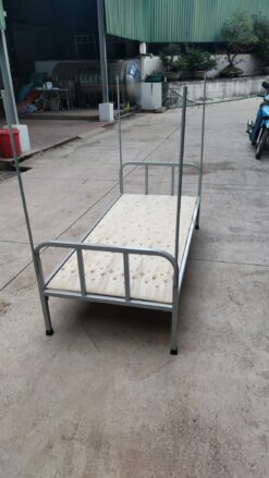 Giường sắt đơn màu ghi 85 uốn - GT 03