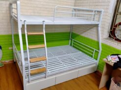 Giường tầng sắt hộp vuông có ngăn kéo rộng 1m4/1m2 GT 61