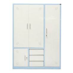 Tủ Sắt Đựng Quần Áo 3 Buồng Xanh Da Trời QP06